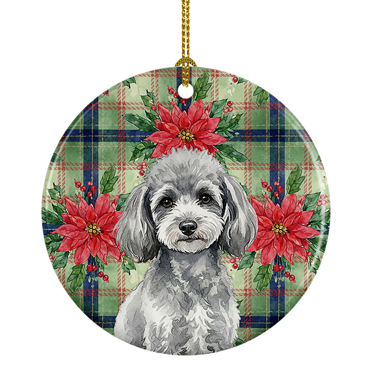 Buy this Toy Silver Poodle Christmas PoinsettIas Ceramic Ornament