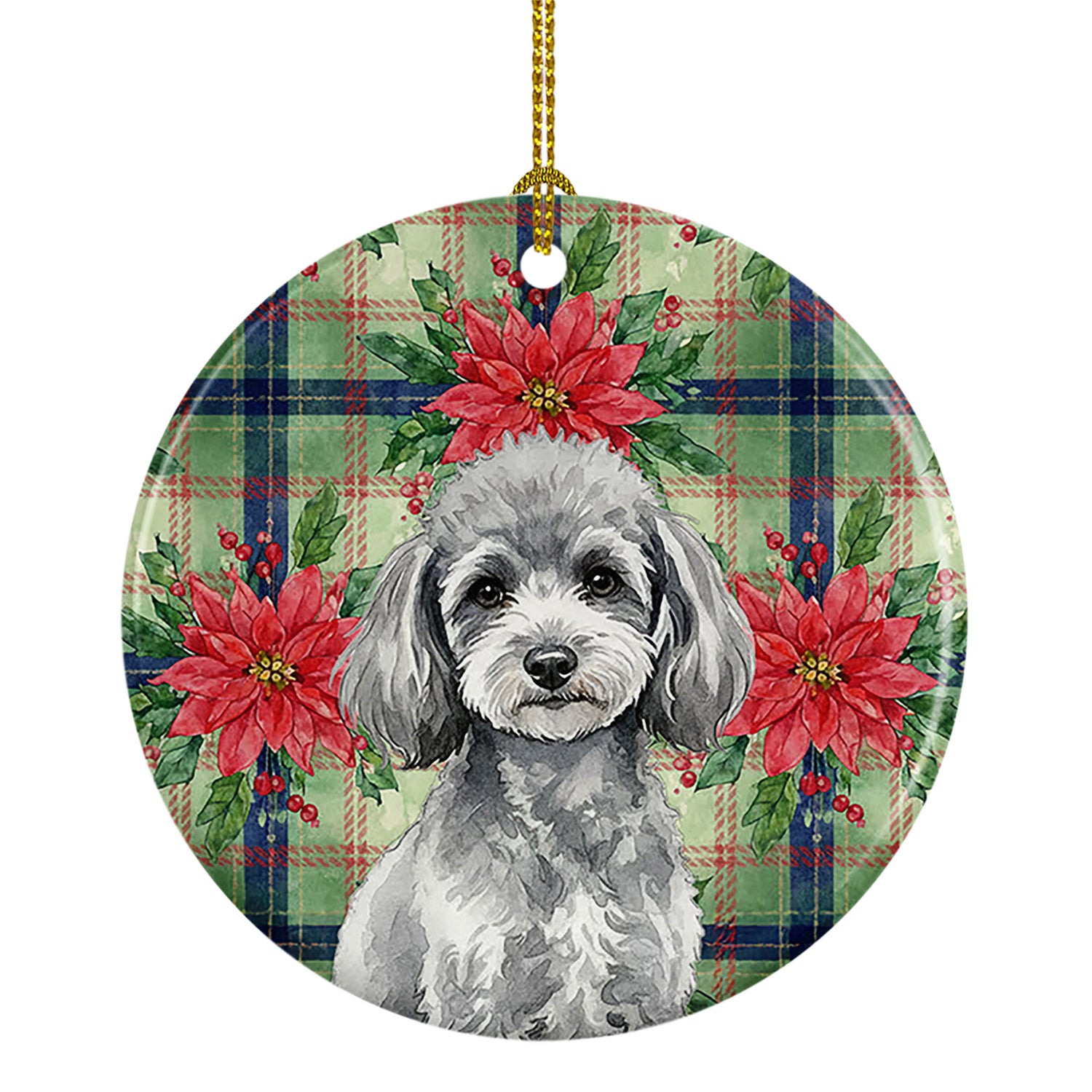 Buy this Toy Silver Poodle Christmas PoinsettIas Ceramic Ornament