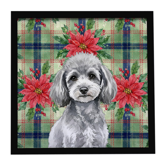 Buy this Toy Silver Poodle Christmas PoinsettIas Framed Metal Print