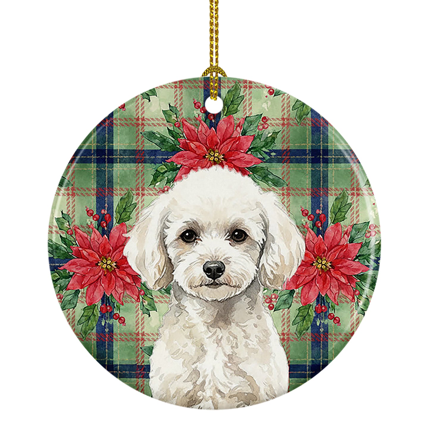 Buy this Toy White Poodle Christmas PoinsettIas Ceramic Ornament
