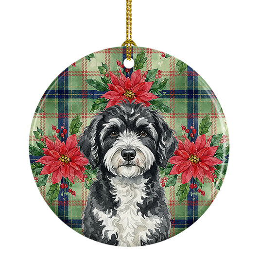 Buy this Portuguese Water Dog Christmas PoinsettIas Ceramic Ornament