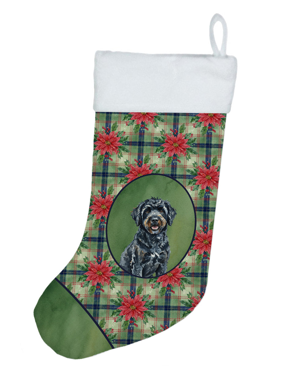 Buy this Black Portuguese Water Dog Christmas PoinsettIas Holiday Stocking