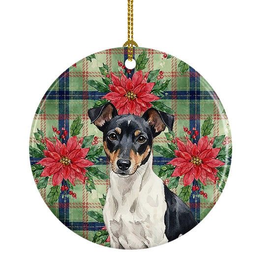 Buy this Black and White Rat Terrier Christmas PoinsettIas Ceramic Ornament