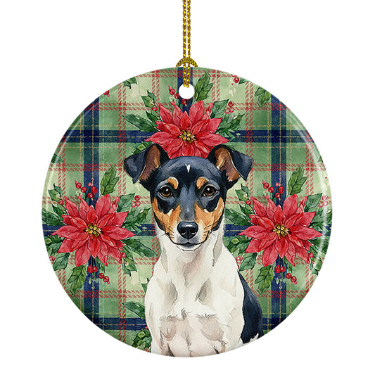 Buy this Tricolor Rat Terrier Christmas PoinsettIas Ceramic Ornament
