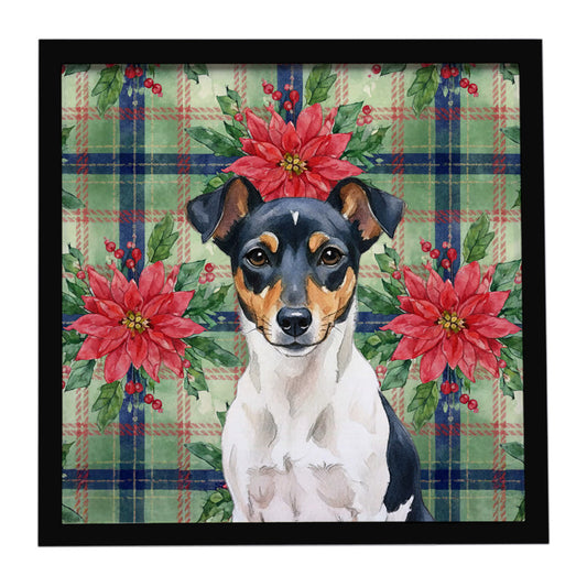 Buy this Tricolor Rat Terrier Christmas PoinsettIas Framed Metal Print