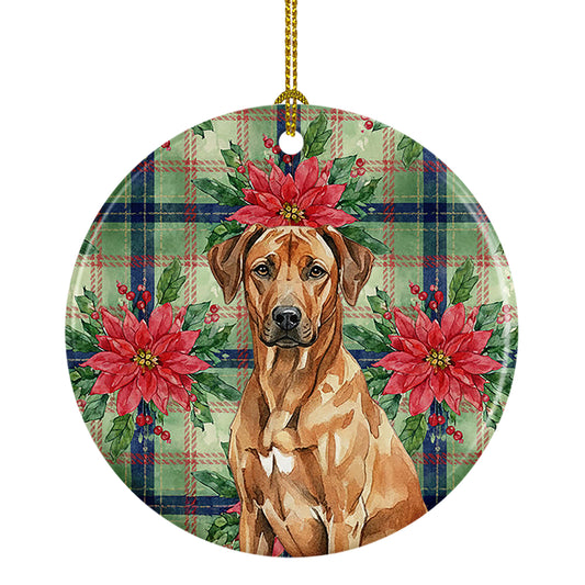 Buy this Rhodesian Ridgeback Christmas PoinsettIas Ceramic Ornament