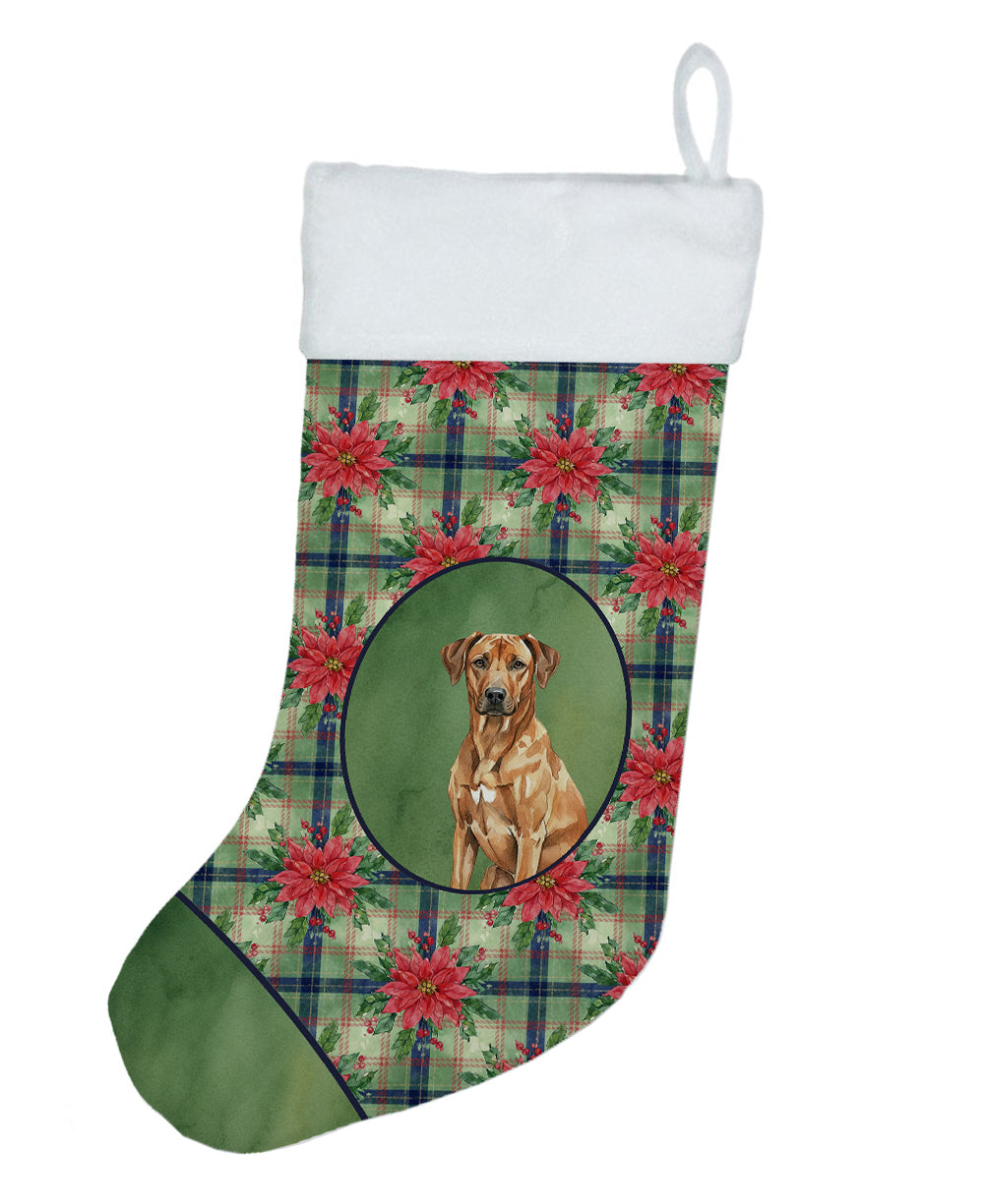 Buy this Rhodesian Ridgeback Christmas PoinsettIas Holiday Stocking