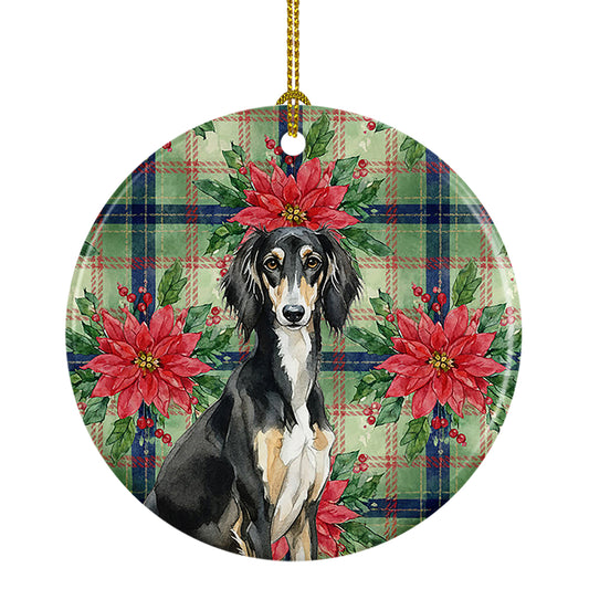 Buy this Black and Tan Saluki Christmas PoinsettIas Ceramic Ornament