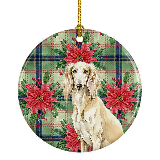 Buy this Cream Saluki Christmas PoinsettIas Ceramic Ornament