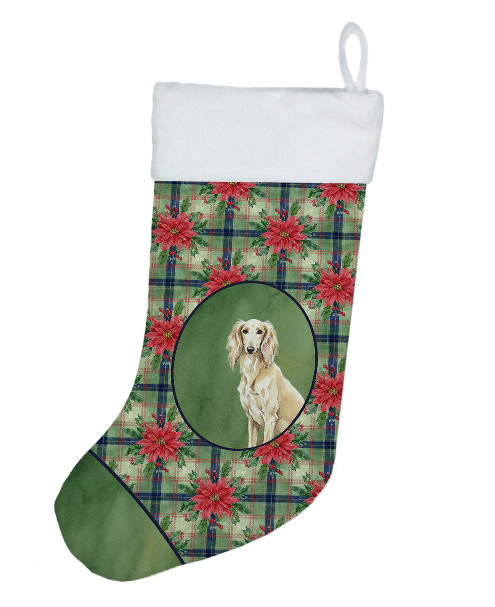 Buy this Cream Saluki Christmas PoinsettIas Holiday Stocking