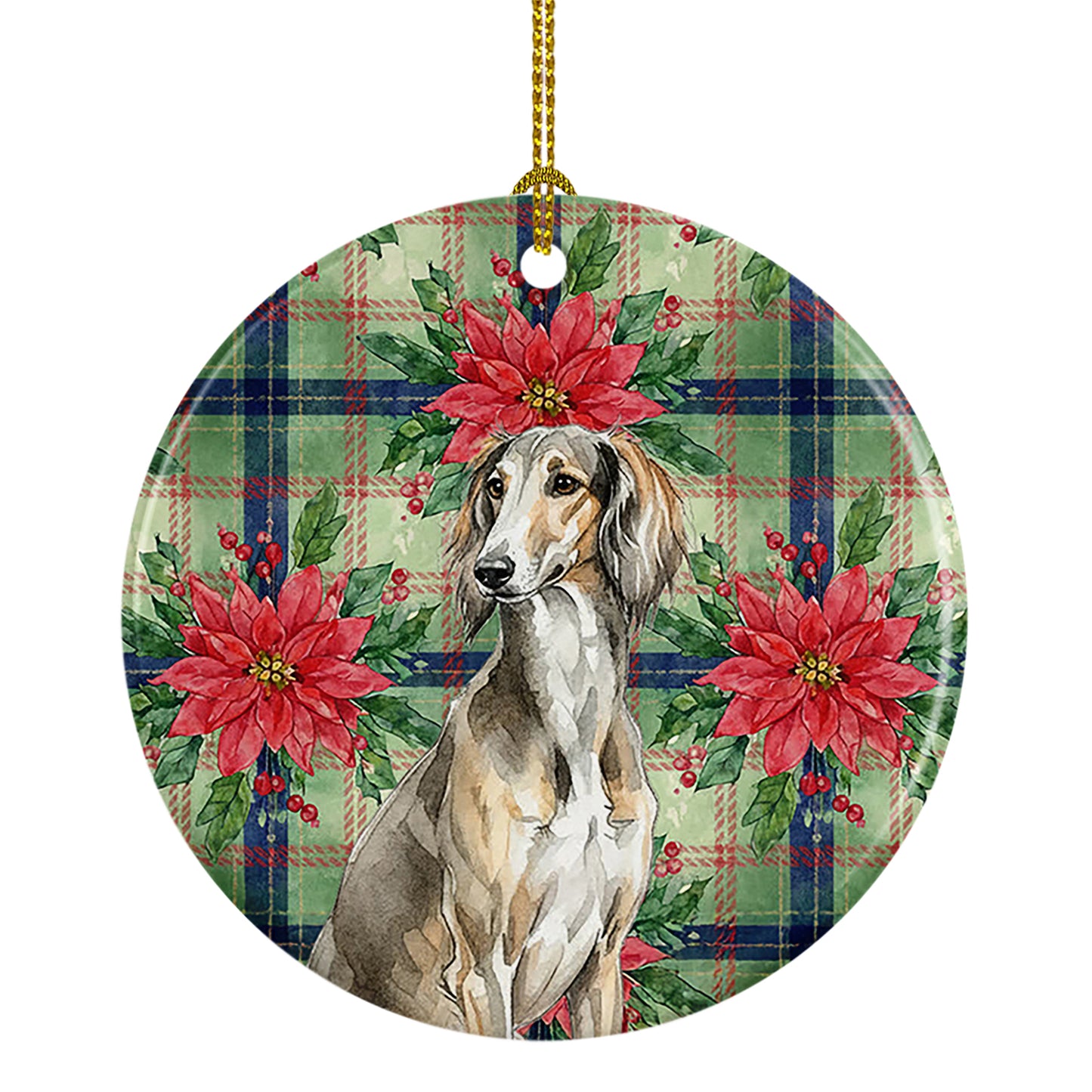 Buy this Grizzle Saluki Christmas PoinsettIas Ceramic Ornament
