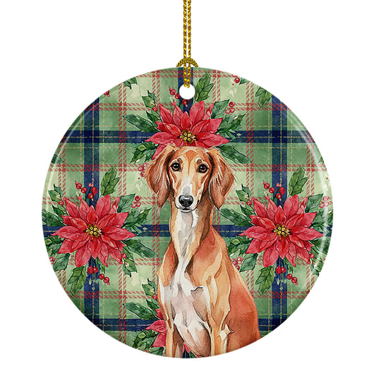 Buy this Red Saluki Christmas PoinsettIas Ceramic Ornament