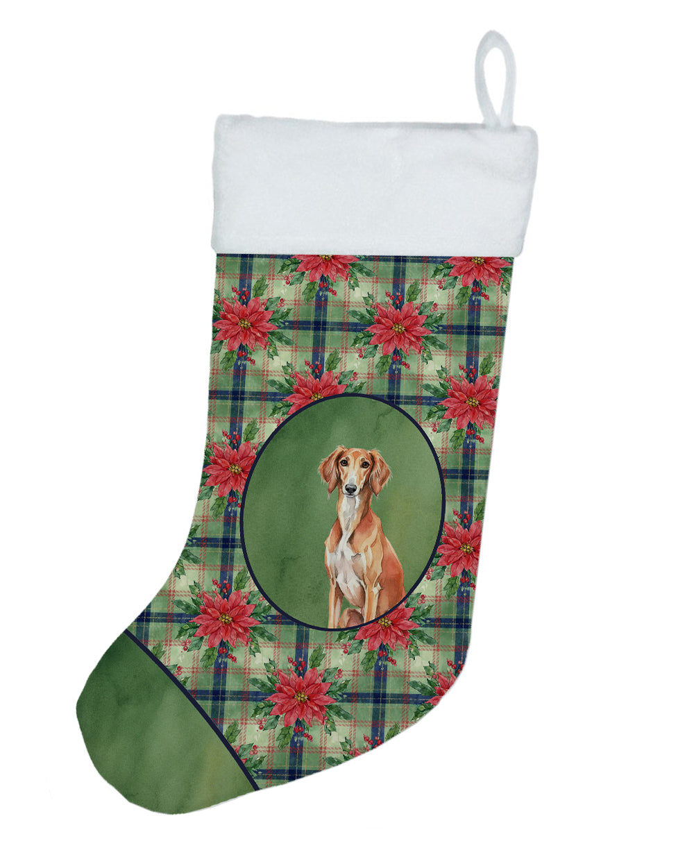 Buy this Red Saluki Christmas PoinsettIas Holiday Stocking