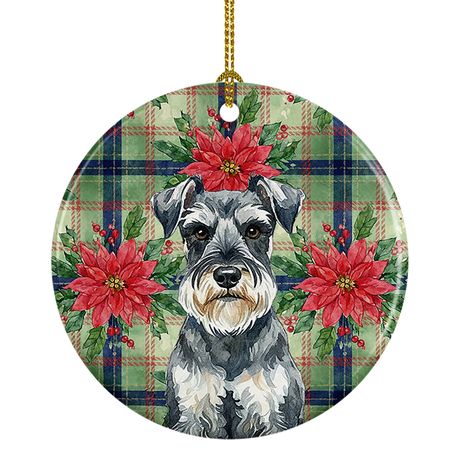 Buy this Schnauzer Christmas PoinsettIas Ceramic Ornament