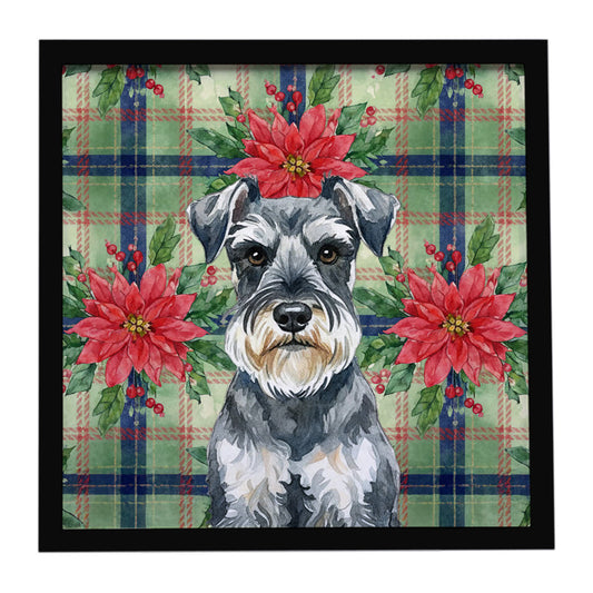 Buy this Schnauzer Christmas PoinsettIas Framed Metal Print