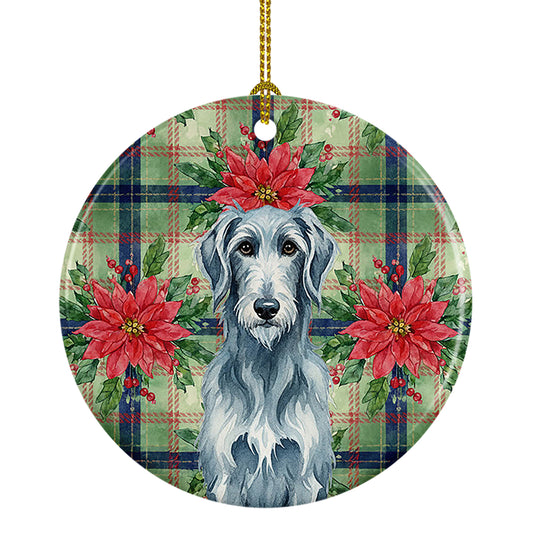 Buy this Blue-Gray Scottish Deerhound Christmas PoinsettIas Ceramic Ornament