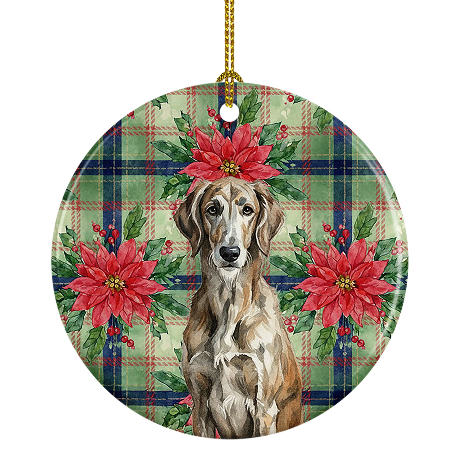 Buy this Brindle Scottish Deerhound Christmas PoinsettIas Ceramic Ornament
