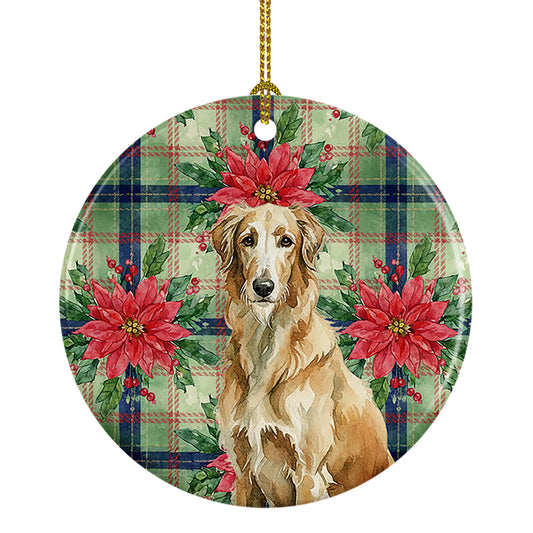 Buy this Wheaten Scottish Deerhound Christmas PoinsettIas Ceramic Ornament