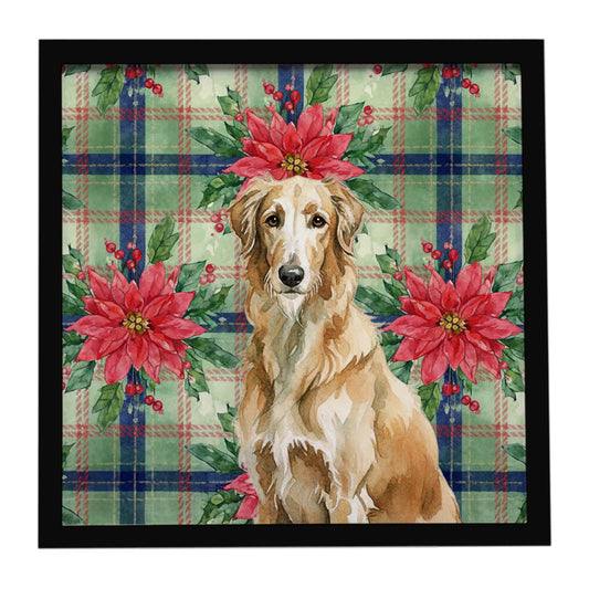 Buy this Wheaten Scottish Deerhound Christmas PoinsettIas Framed Metal Print