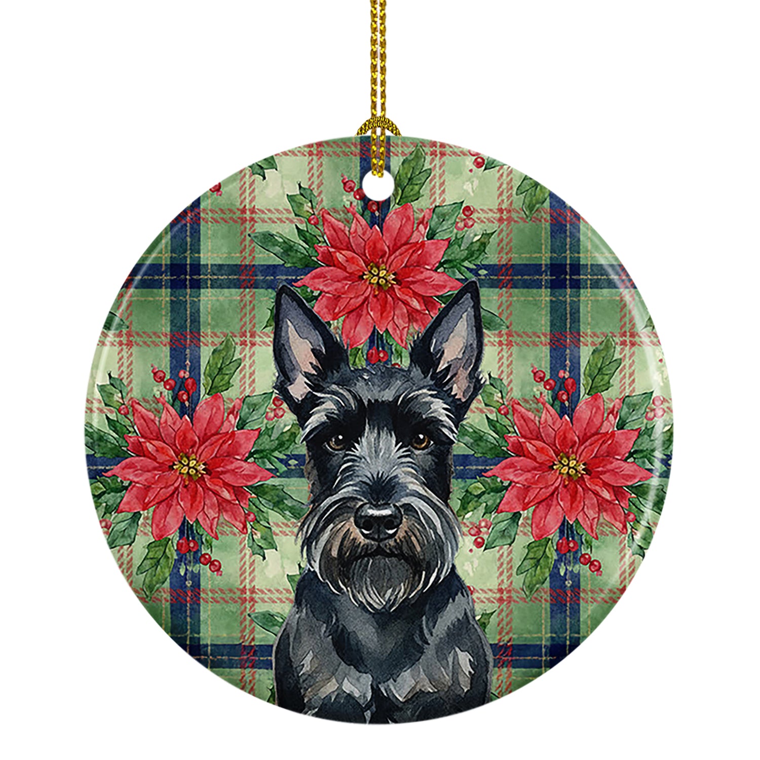 Buy this Scottish Terrier Christmas PoinsettIas Ceramic Ornament