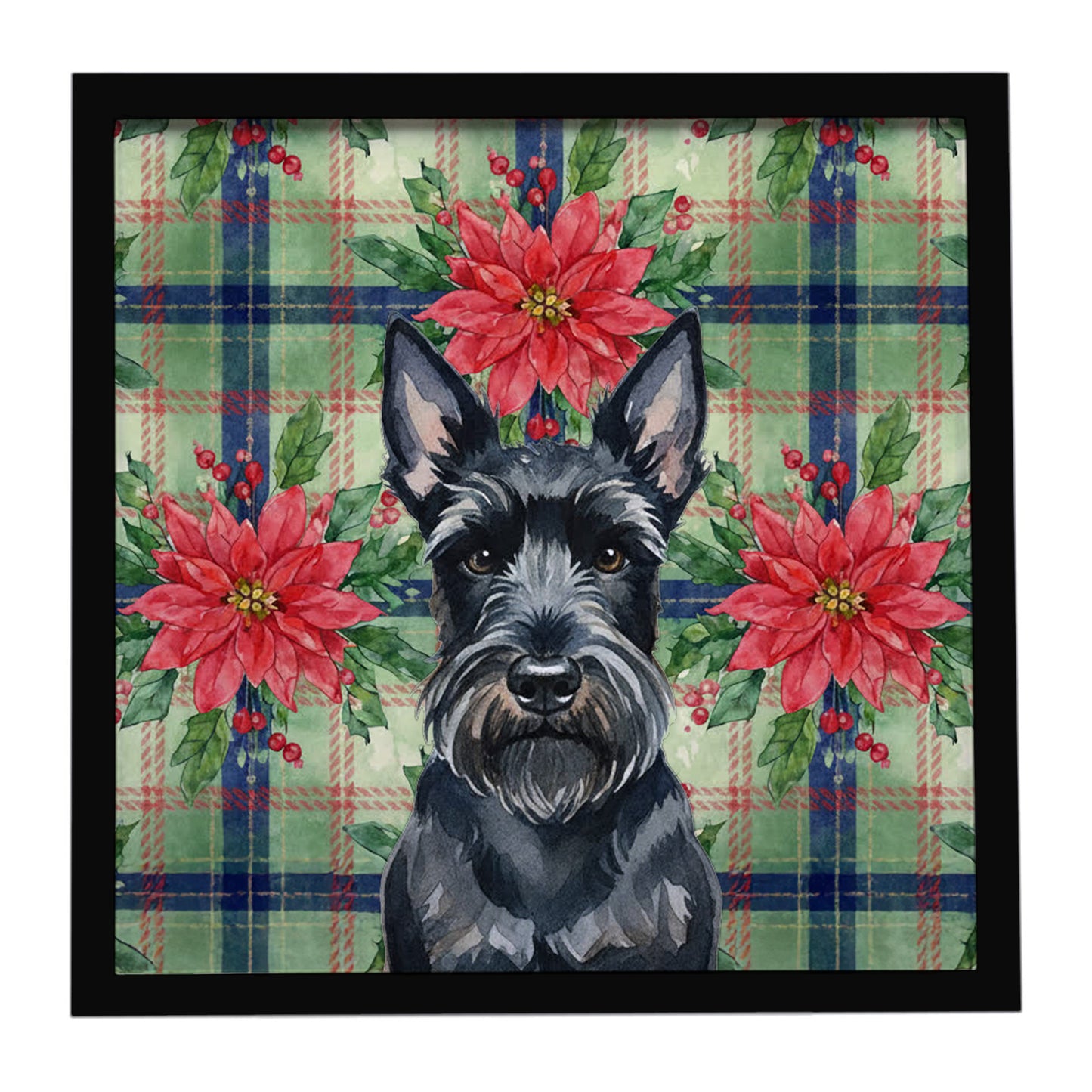 Buy this Scottish Terrier Christmas PoinsettIas Framed Metal Print