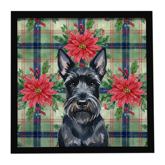 Buy this Scottish Terrier Christmas PoinsettIas Framed Metal Print