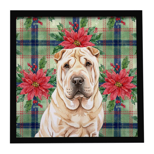 Buy this Shar Pei Christmas PoinsettIas Framed Metal Print