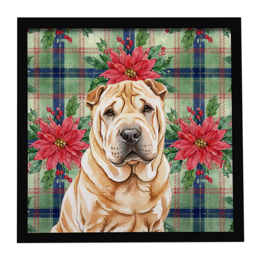 Buy this Red Shar Pei Christmas PoinsettIas Framed Metal Print