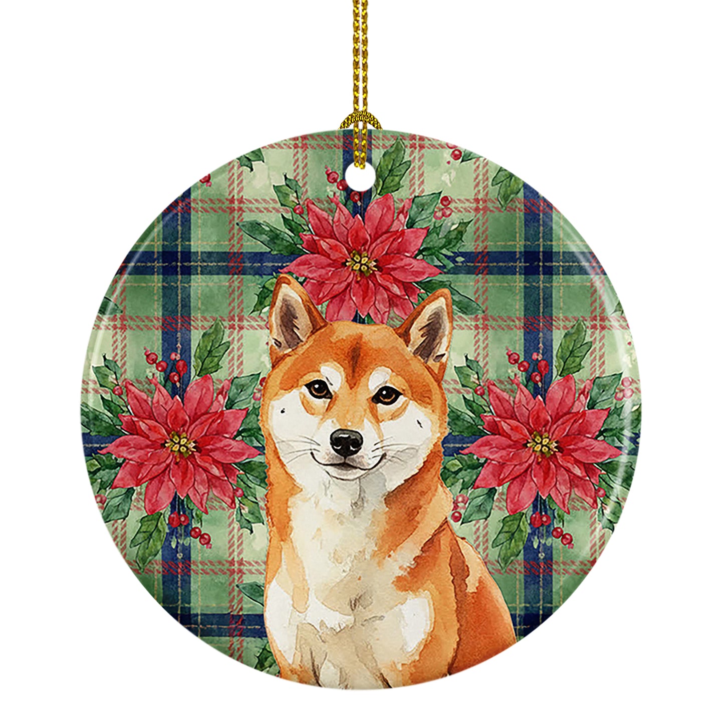 Buy this Red Shiba Inu Christmas PoinsettIas Ceramic Ornament