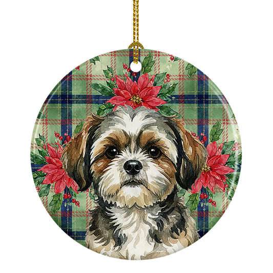 Buy this Brindle Shih Tzu Christmas PoinsettIas Ceramic Ornament