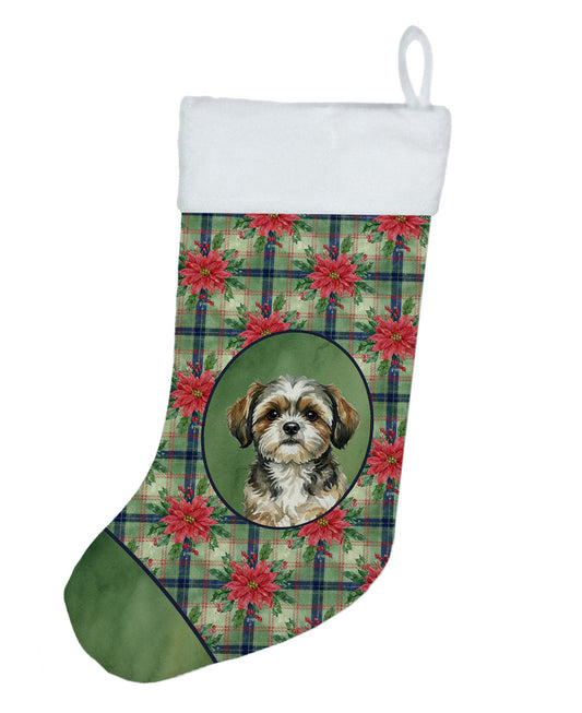 Buy this Brindle Shih Tzu Christmas PoinsettIas Holiday Stocking