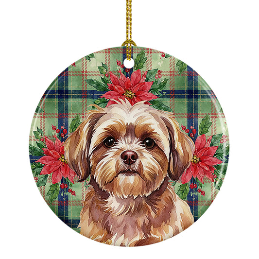 Buy this Liver Shih Tzu Christmas PoinsettIas Ceramic Ornament