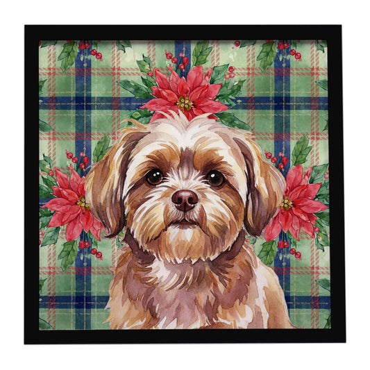 Buy this Liver Shih Tzu Christmas PoinsettIas Framed Metal Print