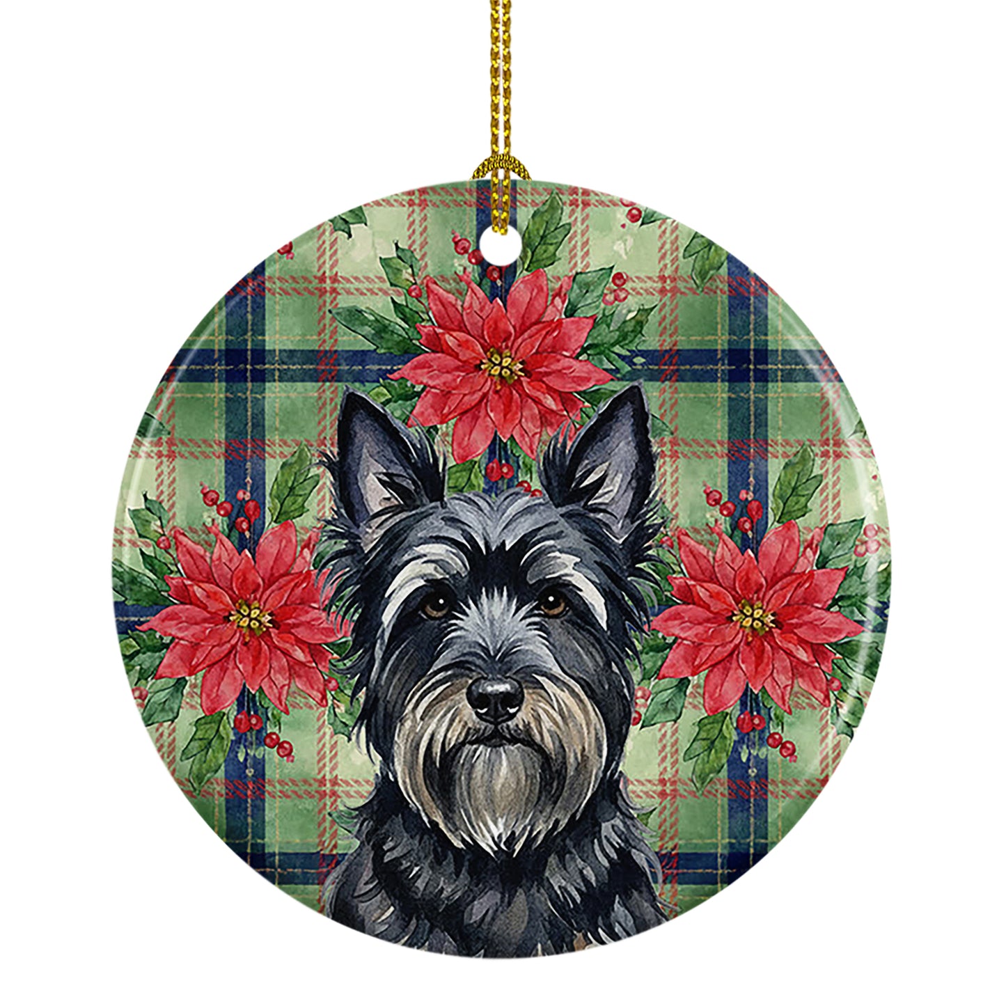 Buy this Black Skye Terrier Christmas PoinsettIas Ceramic Ornament