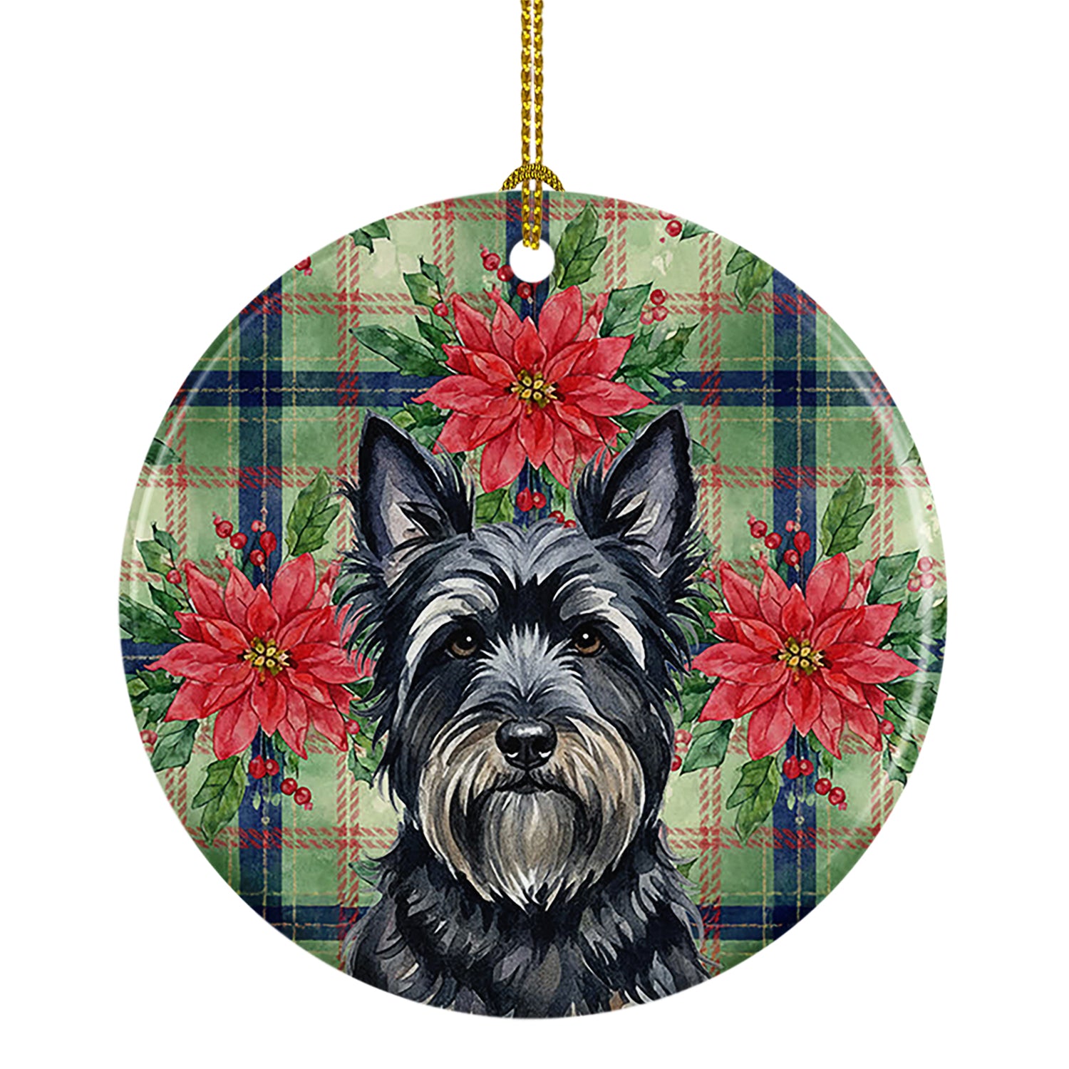Buy this Black Skye Terrier Christmas PoinsettIas Ceramic Ornament