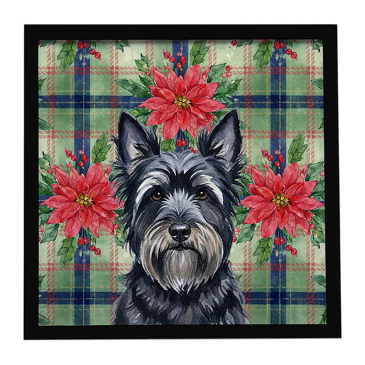 Buy this Black Skye Terrier Christmas PoinsettIas Framed Metal Print