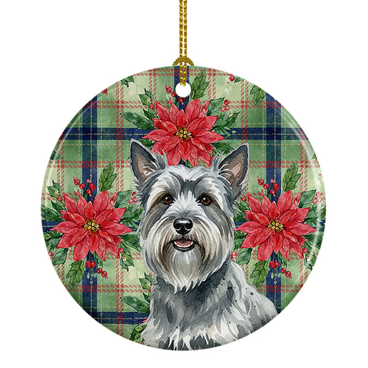 Buy this Gray Skye Terrier Christmas PoinsettIas Ceramic Ornament