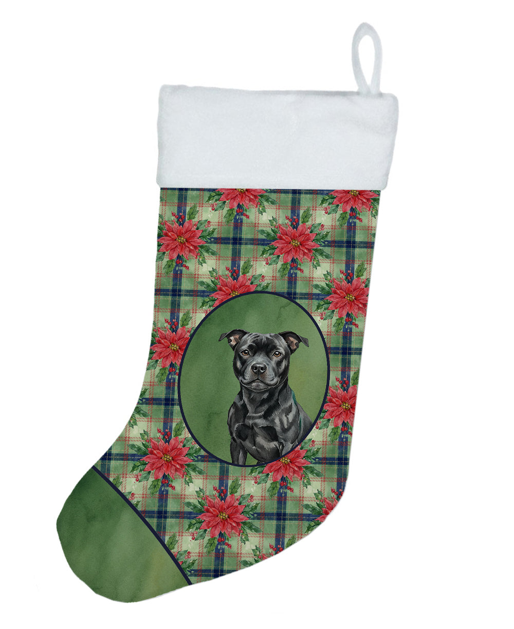 Buy this Black Staffordshire Bull Terrier Christmas PoinsettIas Holiday Stocking
