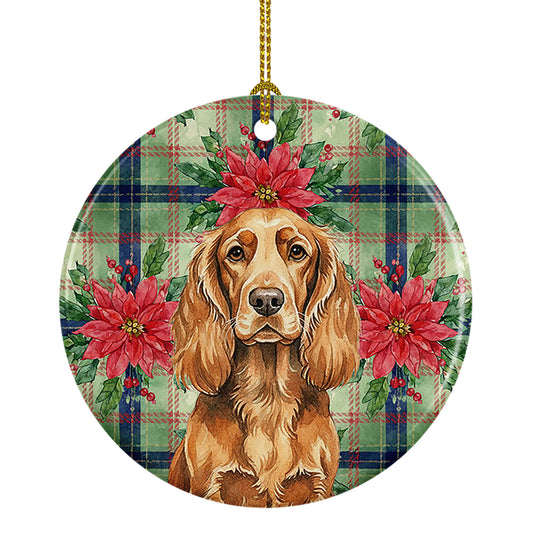 Buy this Sussex Spaniel Christmas PoinsettIas Ceramic Ornament
