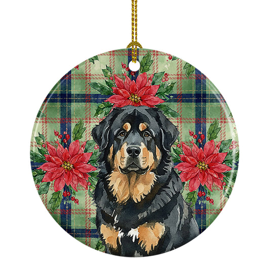 Buy this Black and Tan Tibetan Mastiff Christmas PoinsettIas Ceramic Ornament