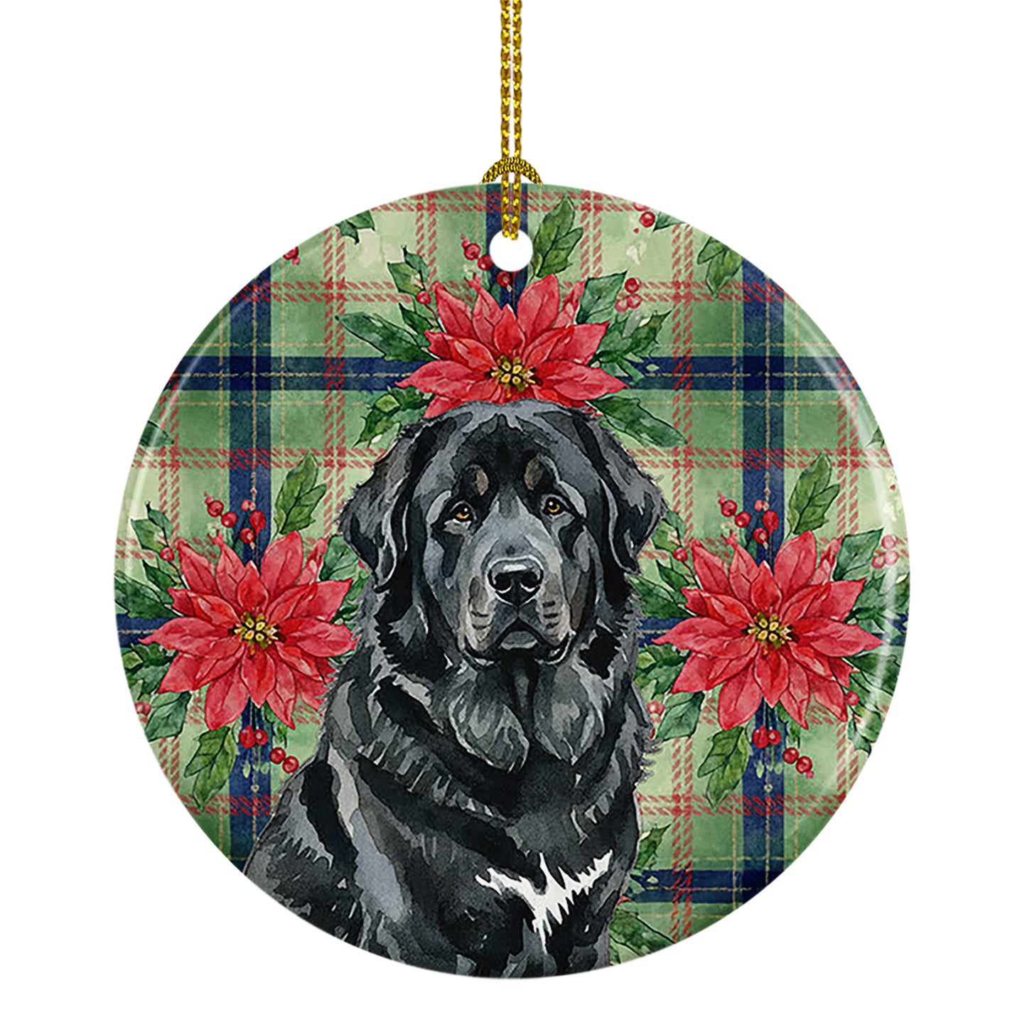 Buy this Black Tibetan Mastiff Christmas PoinsettIas Ceramic Ornament