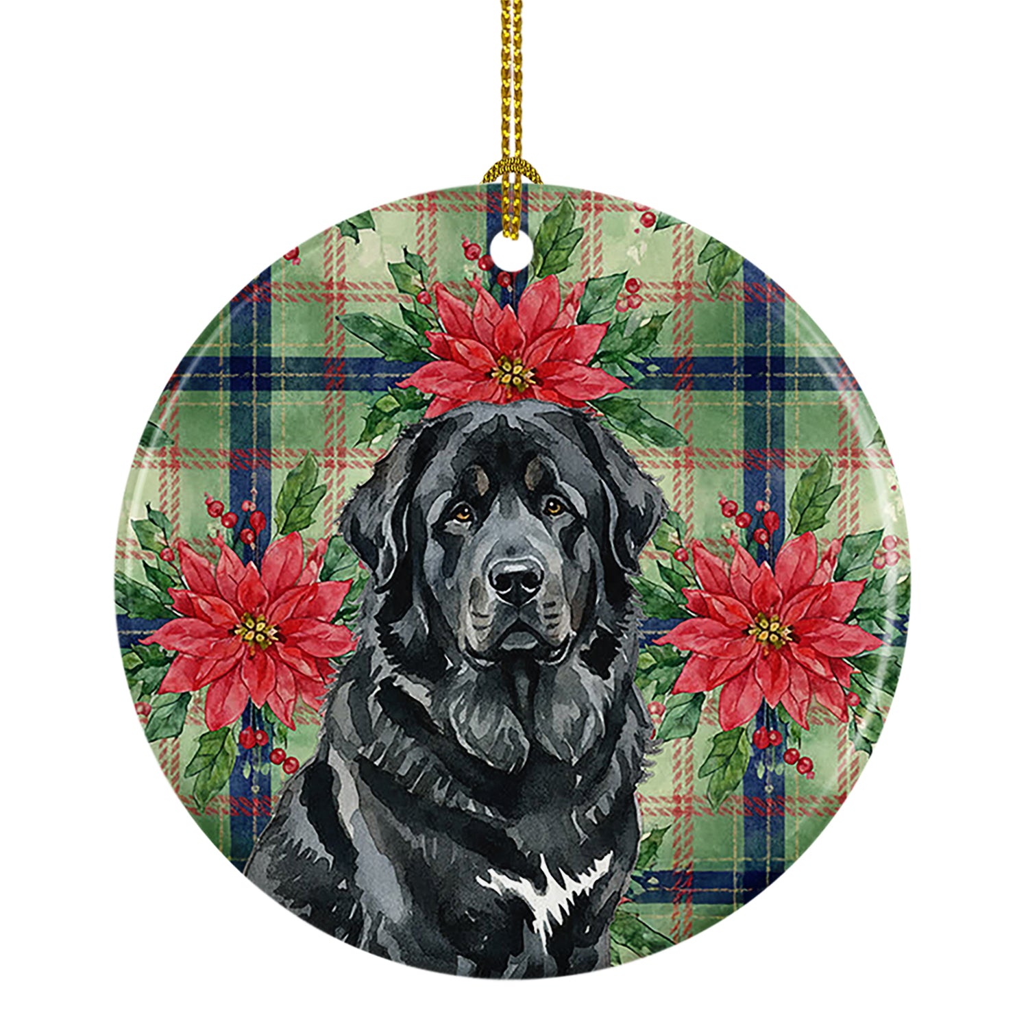 Buy this Black Tibetan Mastiff Christmas PoinsettIas Ceramic Ornament