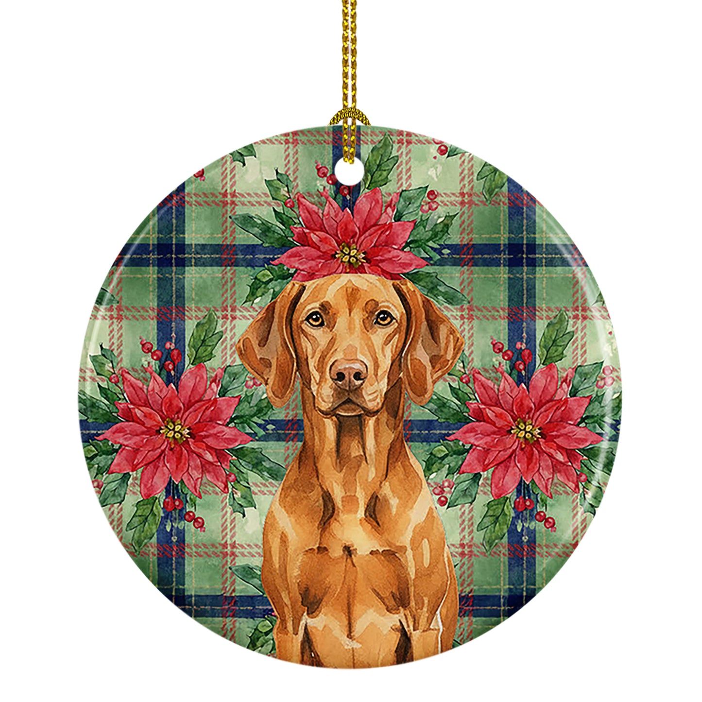 Buy this Vizsla Christmas PoinsettIas Ceramic Ornament