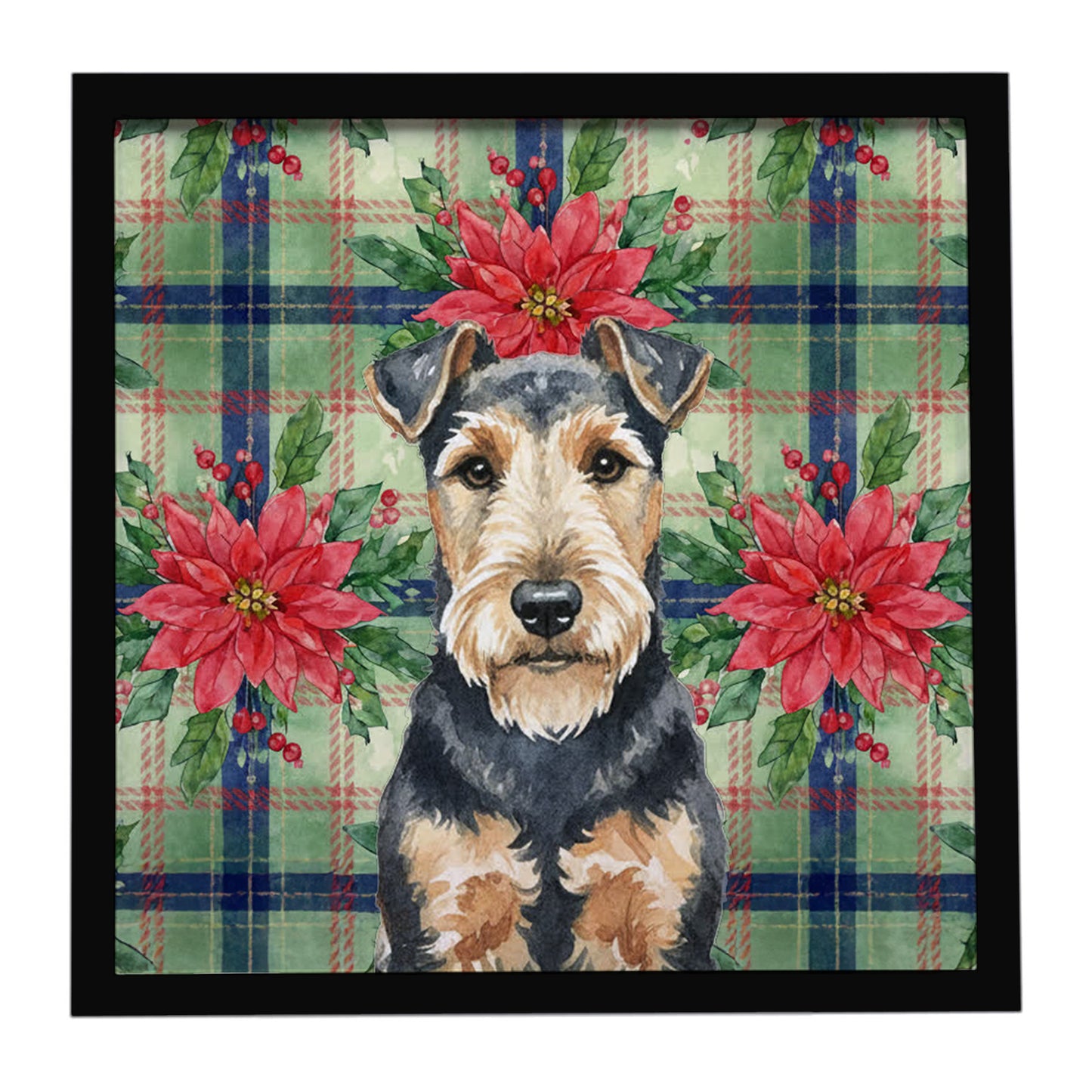 Buy this Welsh Terrier Christmas PoinsettIas Framed Metal Print