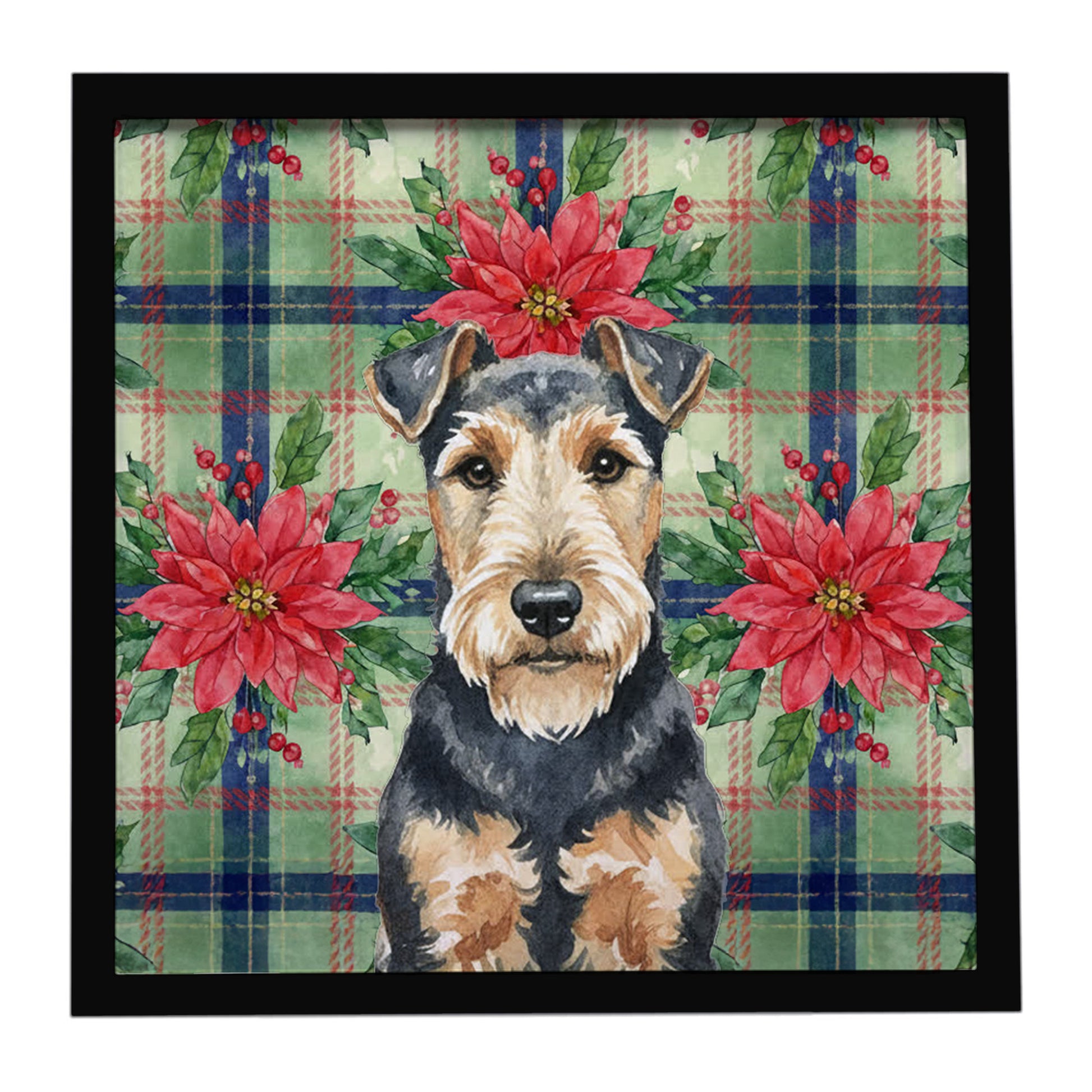 Buy this Welsh Terrier Christmas PoinsettIas Framed Metal Print