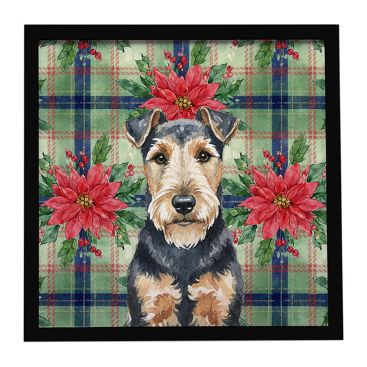 Buy this Welsh Terrier Christmas PoinsettIas Framed Metal Print