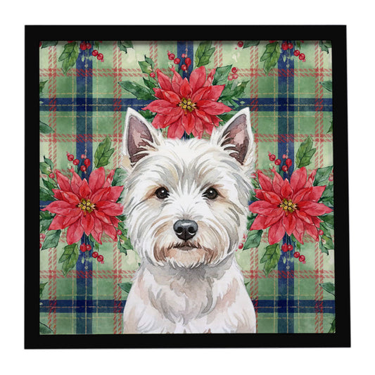 Buy this Westie Christmas PoinsettIas Framed Metal Print