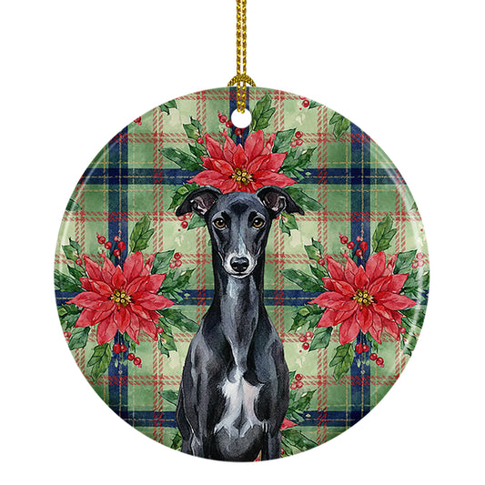 Buy this Black Whippet Christmas PoinsettIas Ceramic Ornament