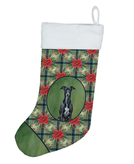 Buy this Black Whippet Christmas PoinsettIas Holiday Stocking