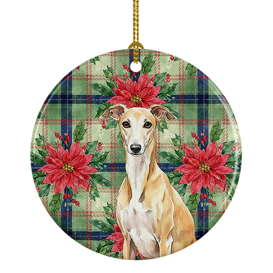 Buy this Fawn Whippet Christmas PoinsettIas Ceramic Ornament